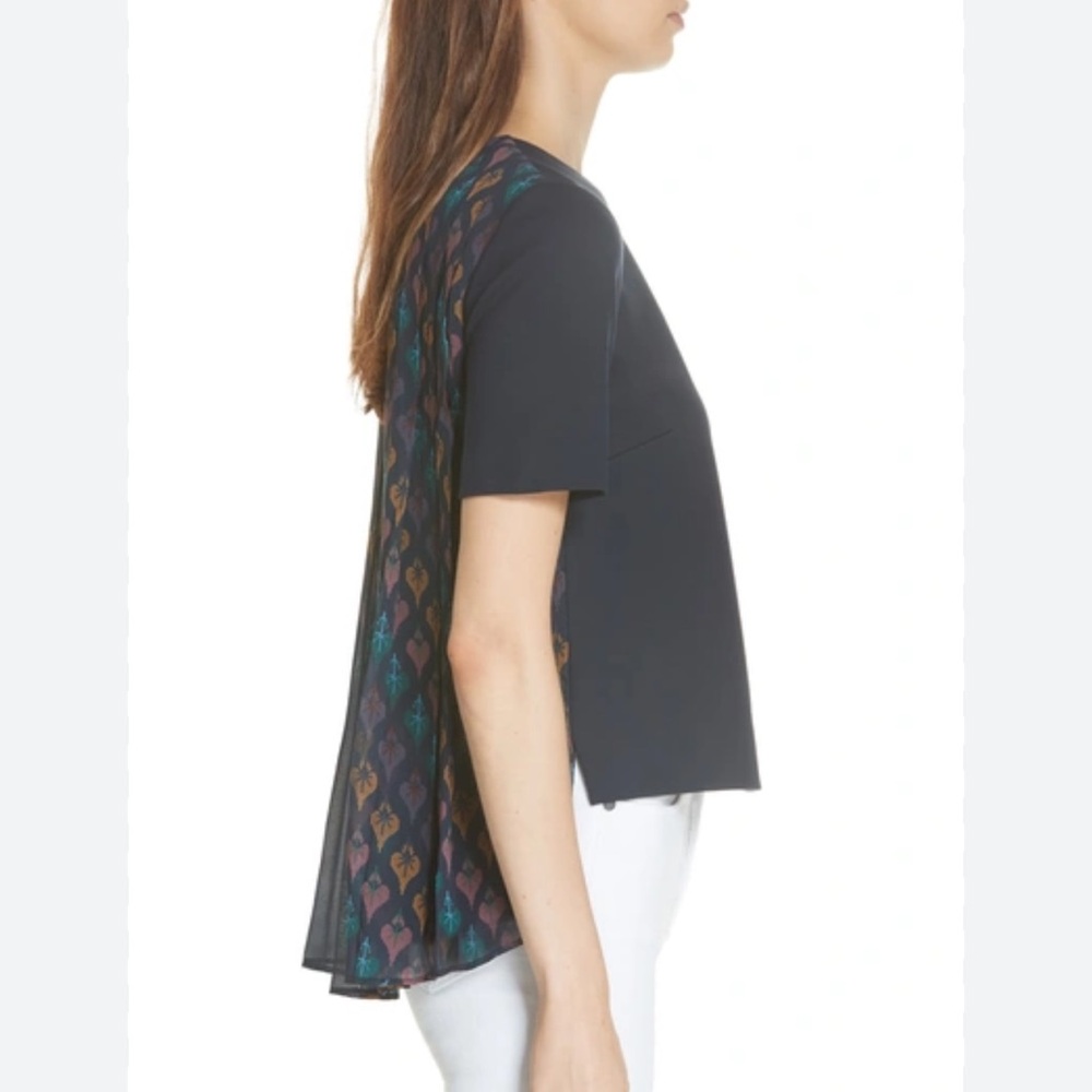 Ted Baker COLOUR BY NUMBERS HEARTS PLEAT BACK BLOUSE IN NAVY